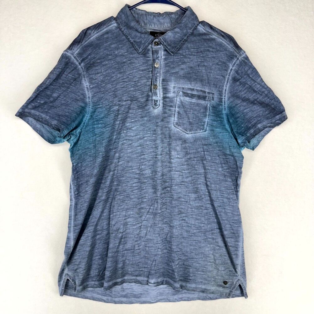 Rock & Republic Mens‎ Lightweight Cotton short Sleeve Polo Blue Color Size L